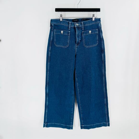 Banana Republic Premium Denim High Rise Wide Leg Crop Jeans Size 30 Front Pocket - Picture 1 of 10